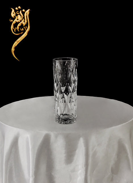 Crystalline cylinder glass vase for flowers