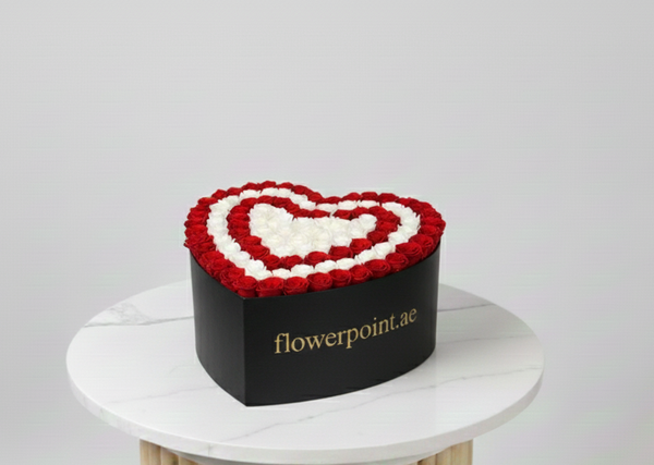Two Hearts, One Love in Box (25 stems)