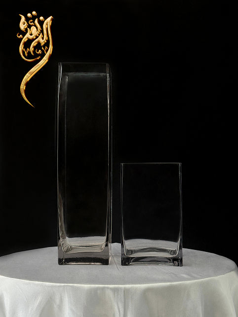 Square long glass vase for flower arrangements - Flower Point Dubai