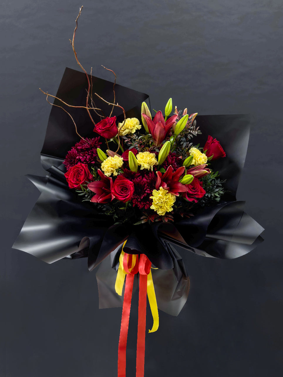 Crimson Flame Bouquet Halloween Arrangement