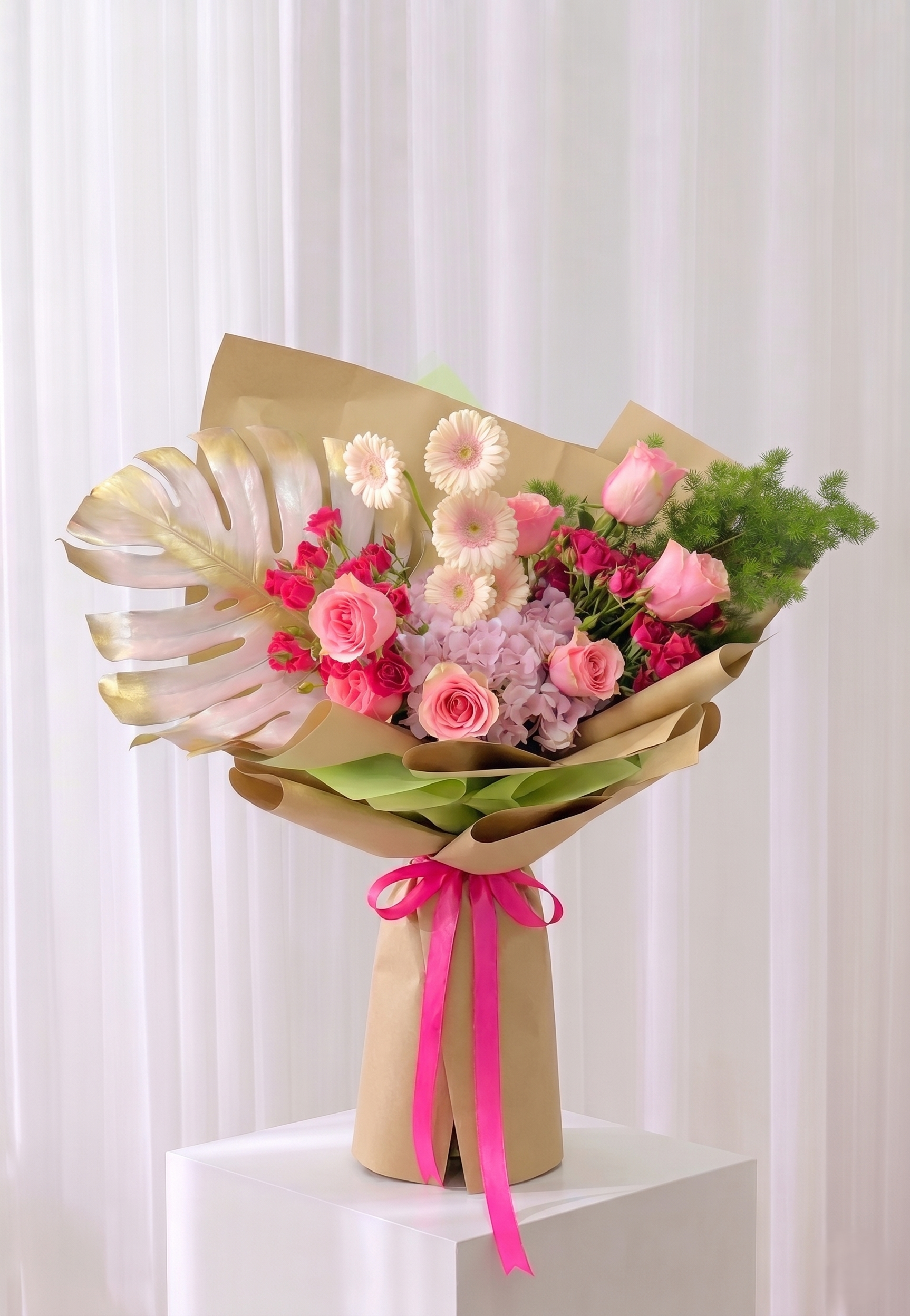 Blush mixed pastel flower bouquet - luxury flowers Dubai