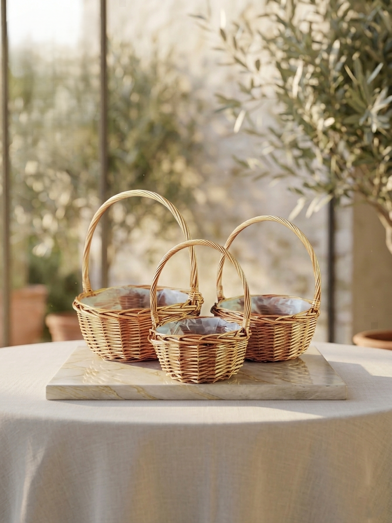Brown round mixsize basket