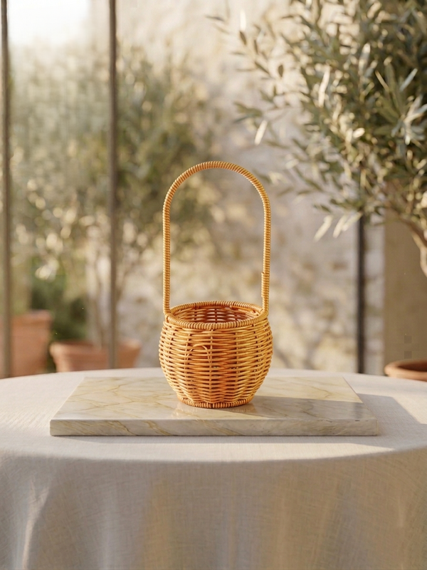 Small round long handled basket