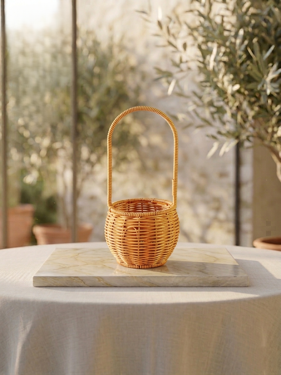 Small round long handled basket